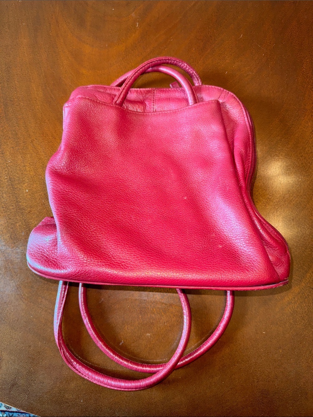 Clark’s convertible Leather Shoulder Bag or Backpack in Bright Pink